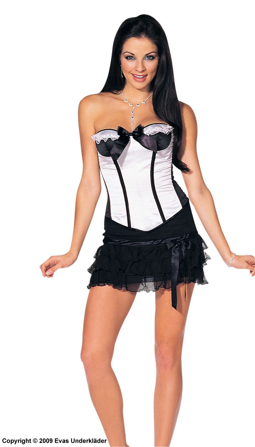Cat costume with tiers of lace ruffles